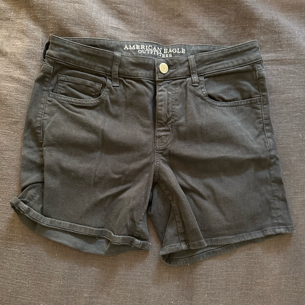 American Eagle Black Midi Shorts